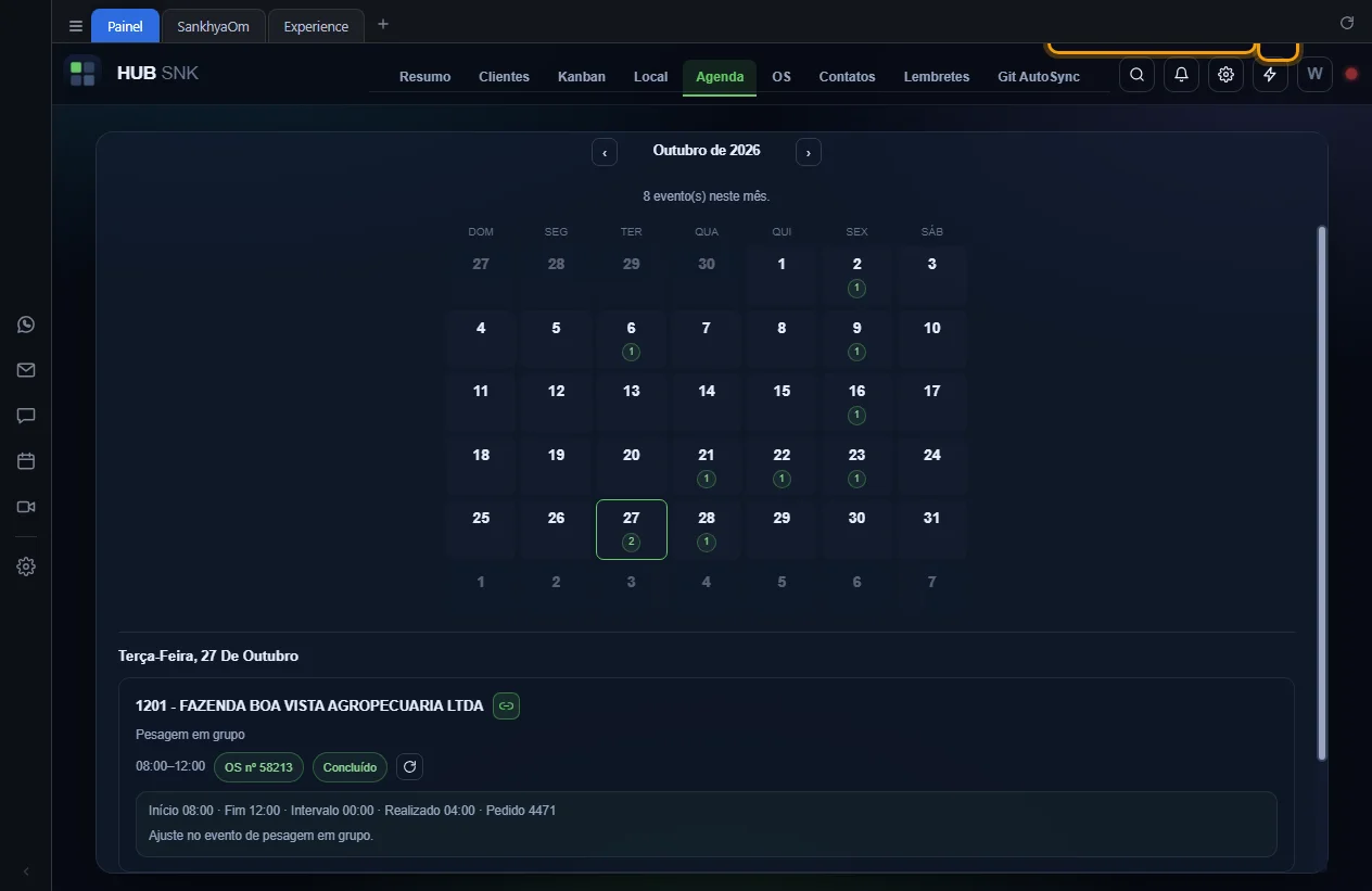 Botão Atualizar da Sankhya destacado, com a hora da última atualização
