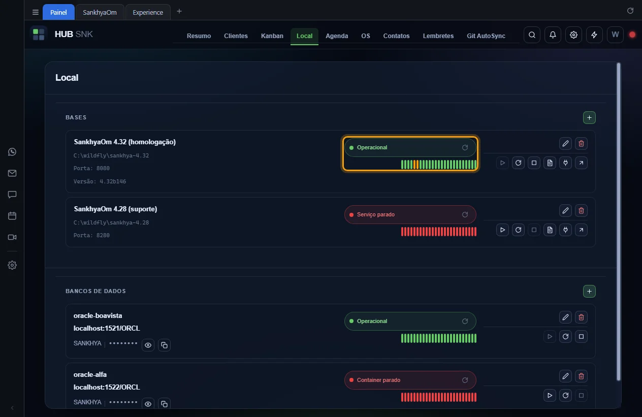 Selo Operacional e gráfico de uptime da base destacados