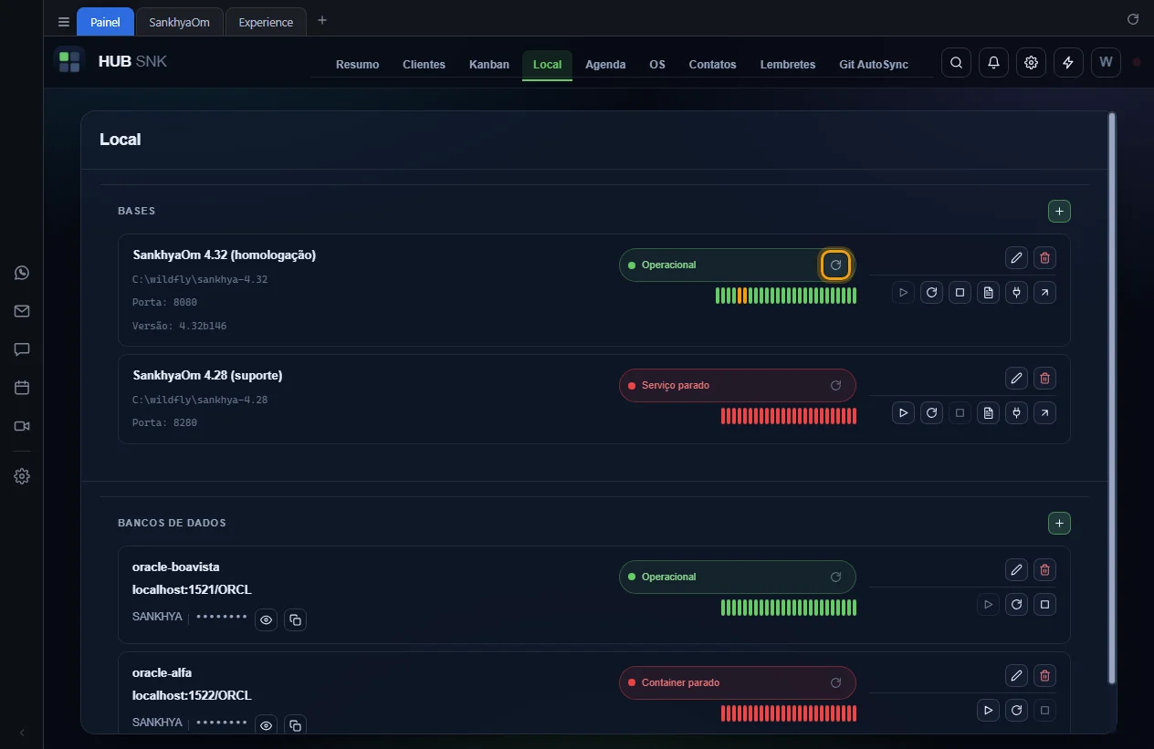 Botão Atualizar status agora destacado no selo da base