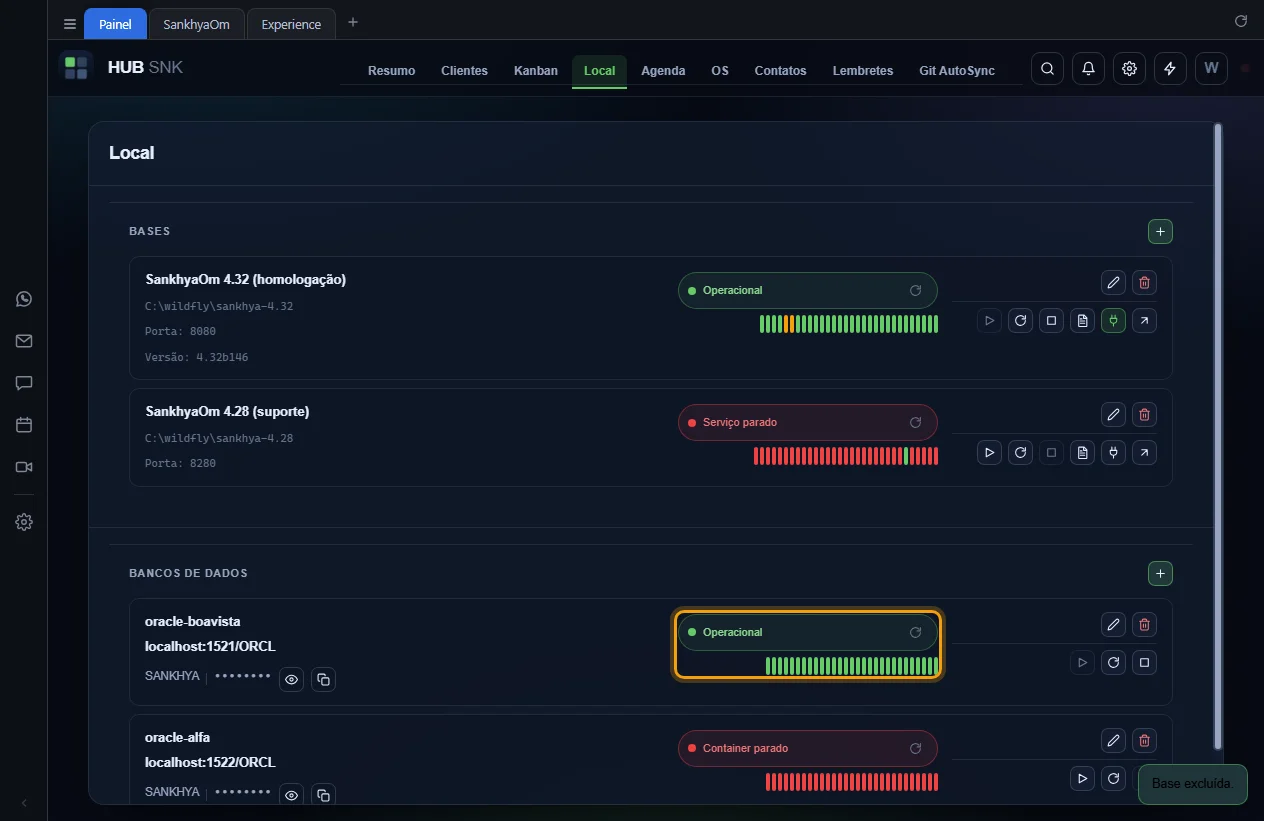 Selo Operacional e gráfico de uptime do banco destacados