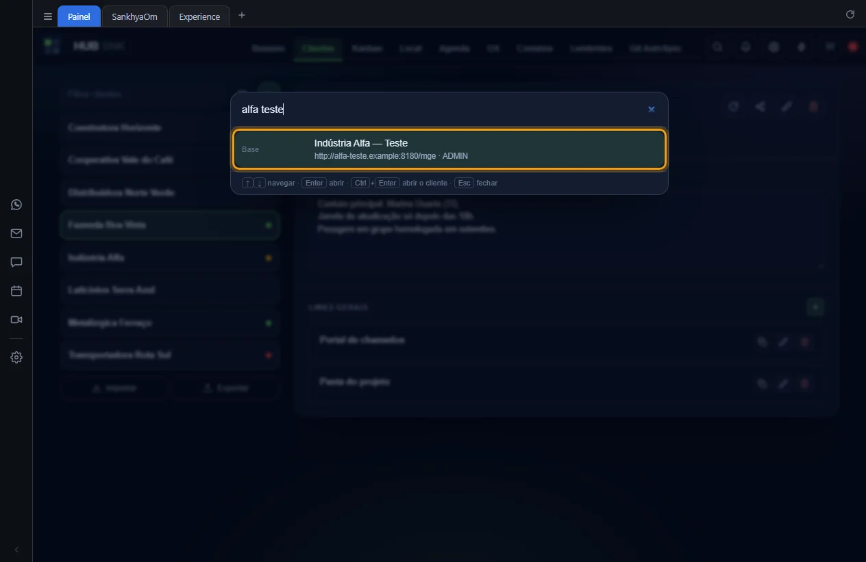 Base Indústria Alfa — Teste selecionada na busca