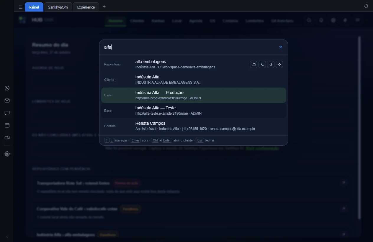 Linha selecionada com as setas e a dica de teclas no rodapé