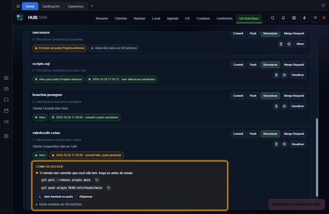Bloco Como resolver de um push rejeitado destacado