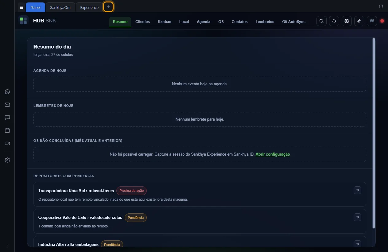 Botão + de nova guia destacado