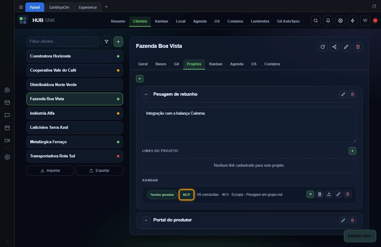 Selo MCP destacado na linha do kanban