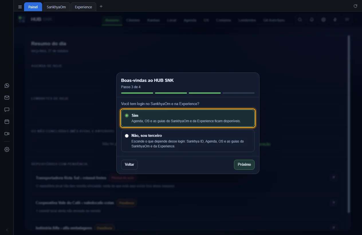 Passo 3 de 4 com a opção Sim marcada